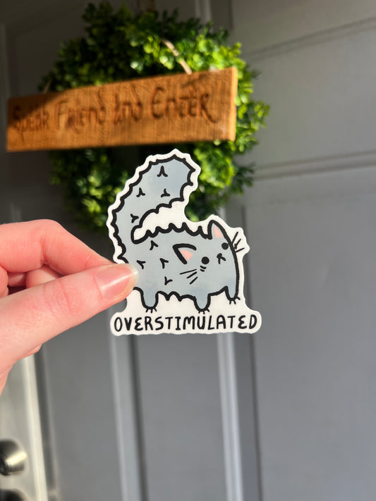 Overstimulated Cat Sticker