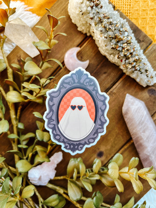 Cute Ghost with Heart Sunglasses Sticker