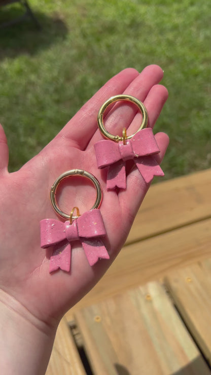 Pink Glitter Bow Boot Charms